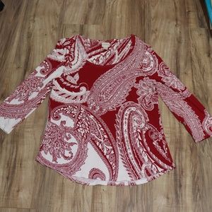 Red and White Paisley Chico's Shirt